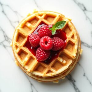 Keto gofry z galaretką malinową – słodki deser bez cukru 
