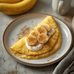 Słodki omlet ze skyrem bananowym