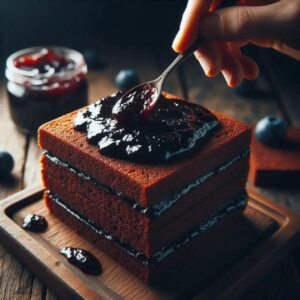 Wysoki kwadratowy piernik z powidłami, wilgotny i aromatyczny