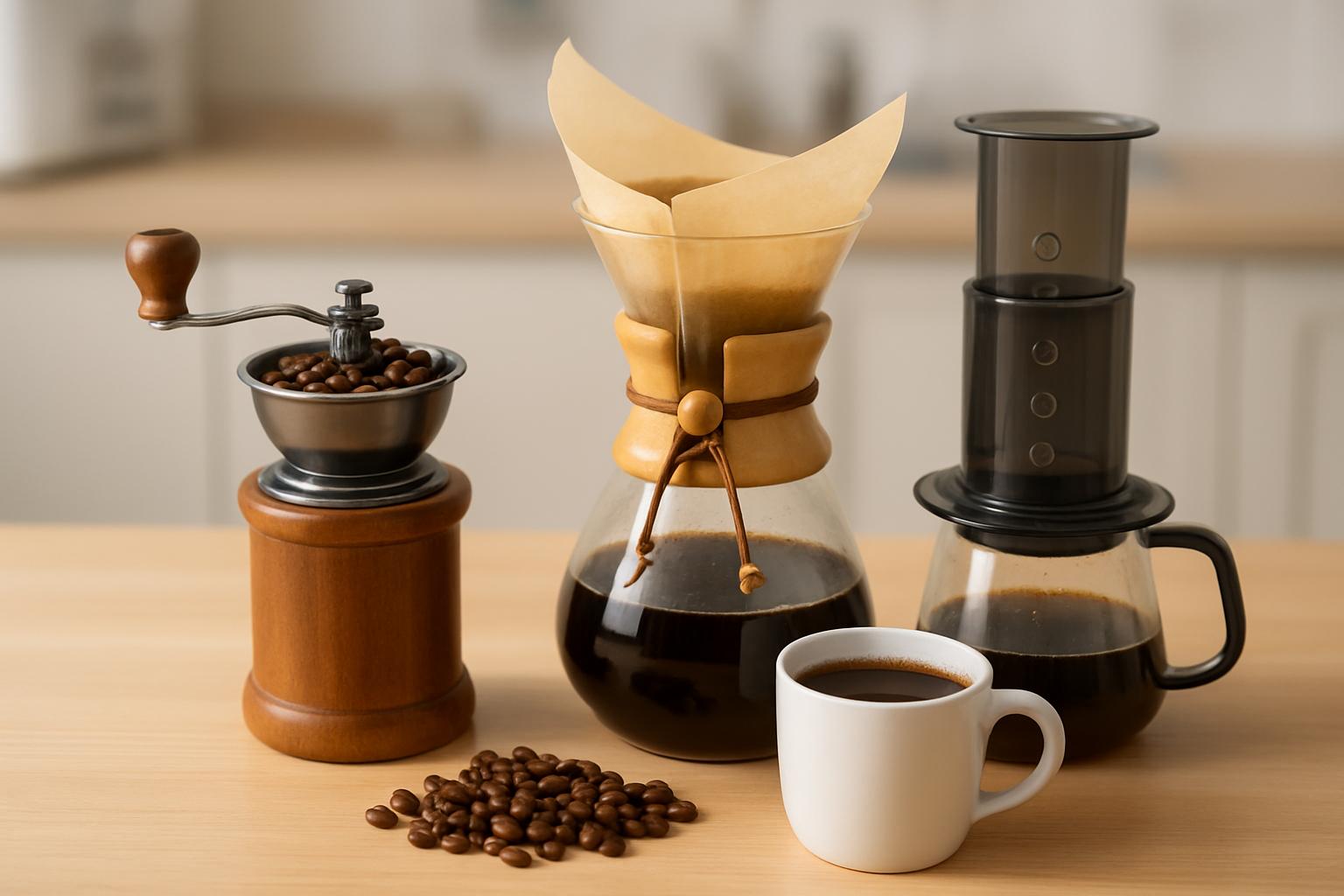 Kawa w domu – od ziarna do filiżanki. przegląd metod alternatywnych (V60, Chemex, Aeropress)