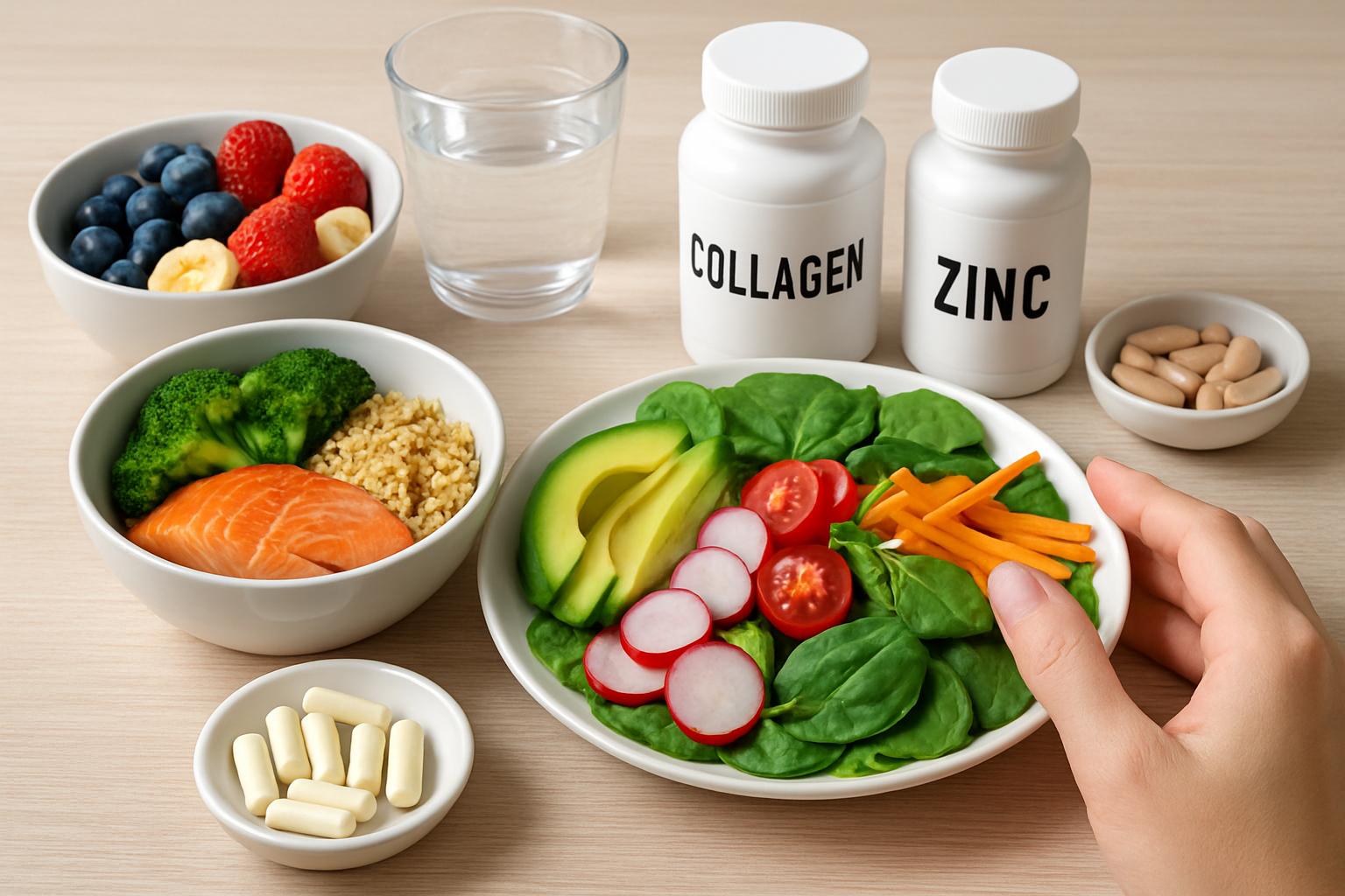 Wpływ diety i suplementacji (kolagen, cynk, biotyna) na stan skóry i paznokci.. Dieta bogata w te składniki a codzienne posiłki Wpływ diety i suplementacji (kolagen, cynk, biotyna) na stan skóry i paznokci.. Dieta bogata w te składniki a codzienne posiłki