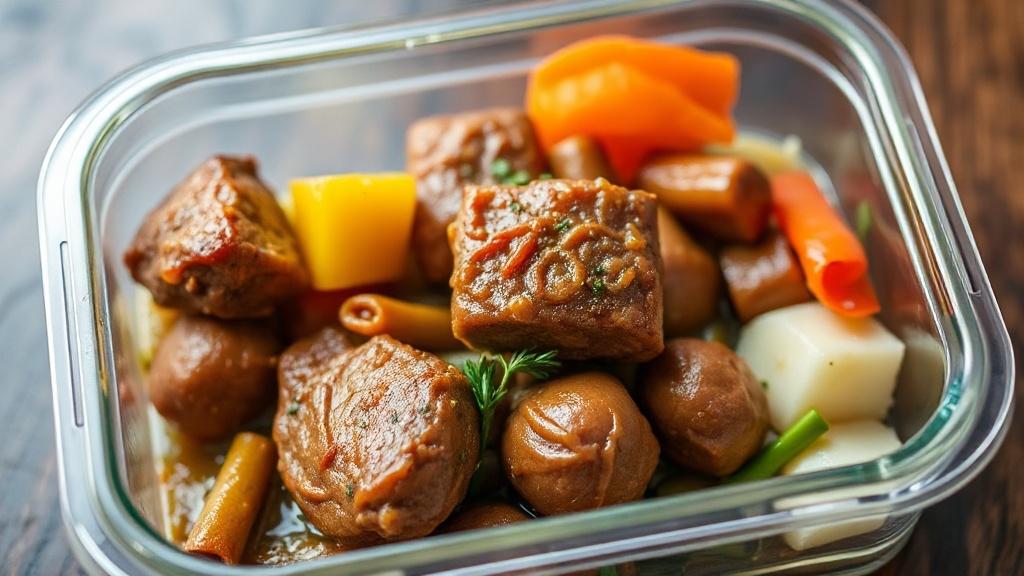 Duszone mięso z warzywami – obiad na dwa dni do pojemnika. Ekonomiczne aspekty przygotowywania posiłków na dwa dni Duszone mięso z warzywami – obiad na dwa dni do pojemnika. Ekonomiczne aspekty przygotowywania posiłków na dwa dni